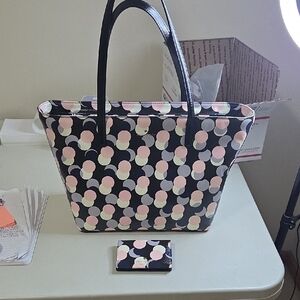 Kate Spade Black and Pink Polka Dot Tote